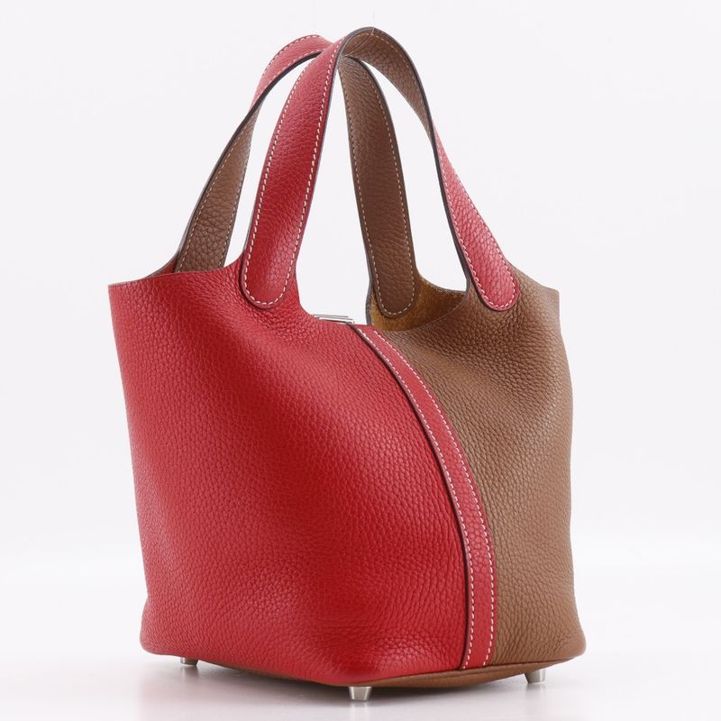 Hermes Picotin Lock Cazac 18PM Bicolor Taurillon Clemence Brown/red D Ladies