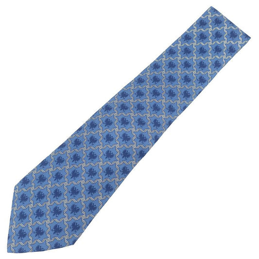 Hermes Necktie All Over Pattern 9cm (3.54in) Silk Blue