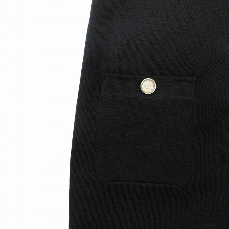Chanel P78647k11372 Half Zip Cashmere Blend Dress Coco Logo Button Black Size