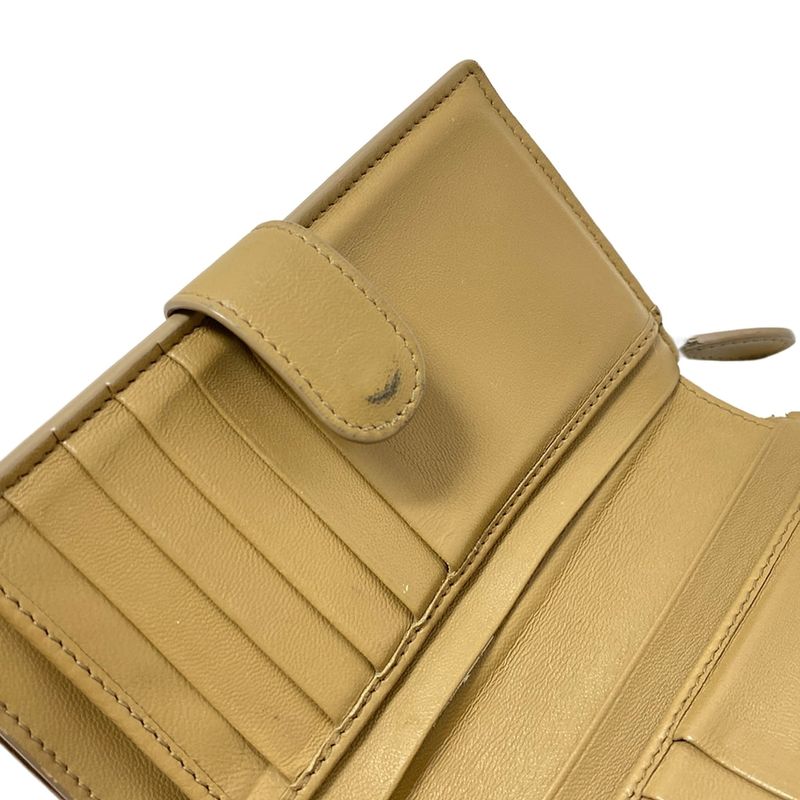 Bottega Veneta Intrecciato Beige Round Zipper Leather Bifold Wallet