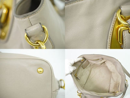 Authentic Prada Leather 2WAY Shoulder Bag Handbag Gray Bag Pre-owned [follow-up