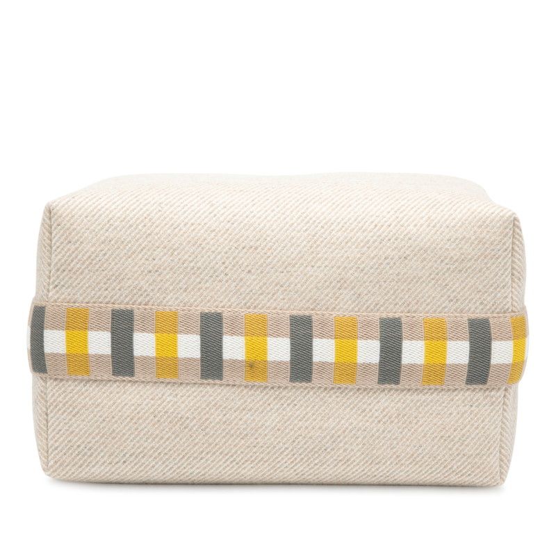 Hermes Brid A Brag Au Carré GM Handbag Pouch Segre Beige Silver Hardware Canvas