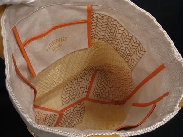 Hermes Poisson Natte Toile Ashe Tote Bag Shoulder Bag Beige Bi5260