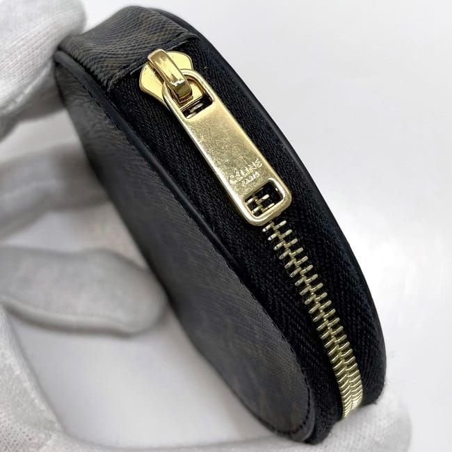 Celine Coin Case Black Triomphe 10d22bq3.38no Excellent Condition