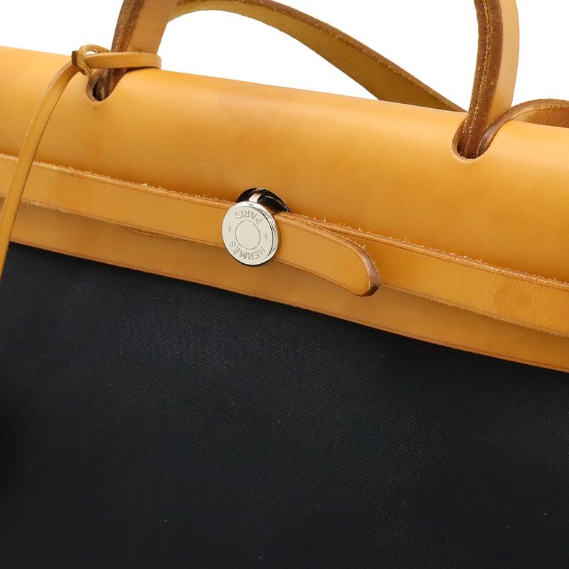 Hermes Herbag PM Handbag 2WAY Shoulder Bag Toile Officier Toile GM Leather