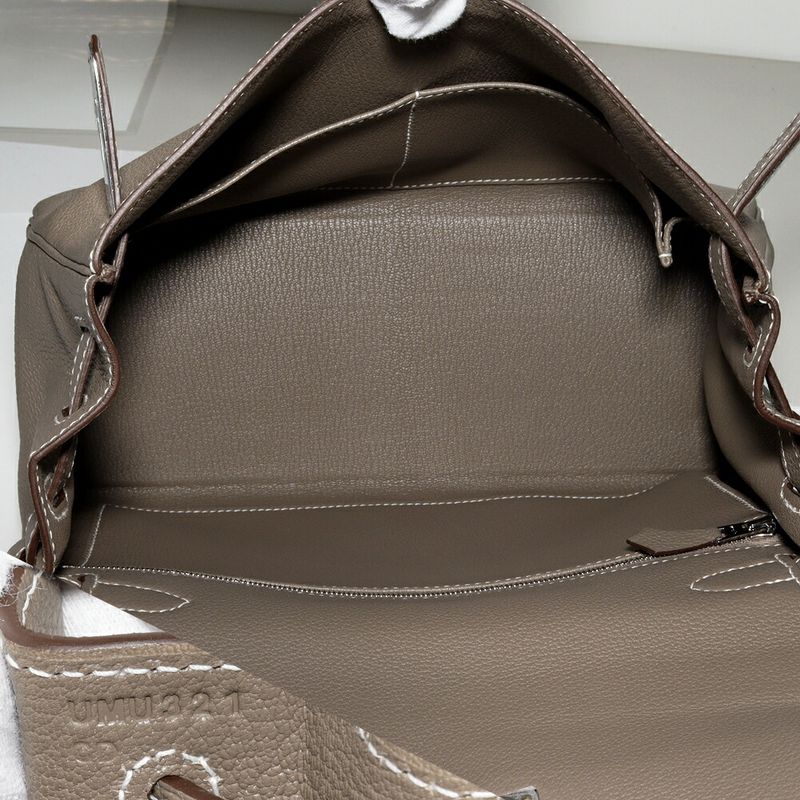 Hermes Handbag Shoulder Bag Kelly 28 Togo Etoupe Silver Hardware