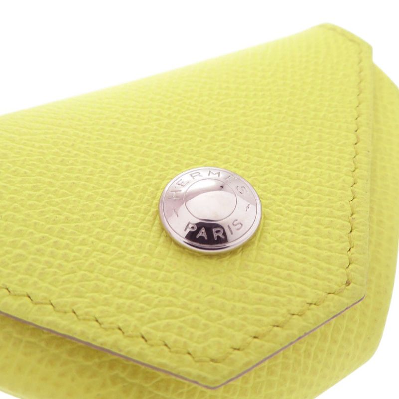 Hermes Le Van Cattle Coin Case Epson Lime Stamped Q Coin Purse 0448 Hermes