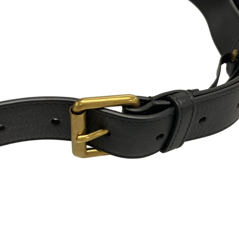 Gucci Waist Pouch GG Marmont Quilted Leather Belt Bag 476434 Black Leather