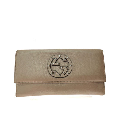 Gucci Women's Long Wallet Interlocking G W Hook Leather 231843 Beige
