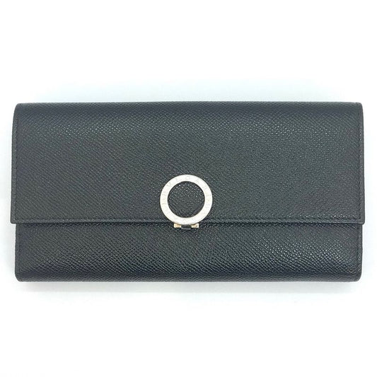 Bvlgari Logo Clip W Hook Long Wallet Long Leather 30416 Black NFC Tag