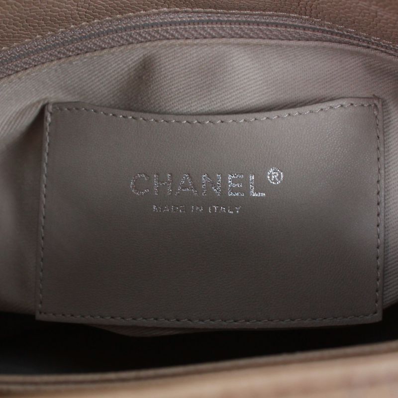 Chanel Matelasse Beau Ring Bag Caviar Skin Beige Shoulder Bag Silver