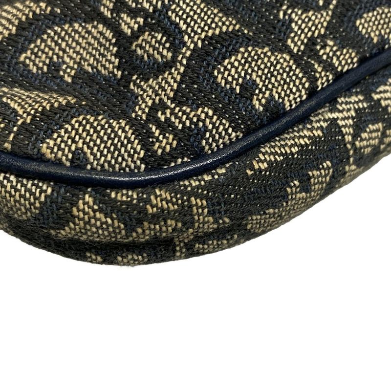 Dior/christian Dior Handbag Saddle Pouch Navy And Ivory Leather