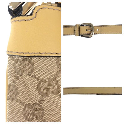 Gucci Beige Gold Hardware GG Canvas/leather 203257 Shoulder Bag Messenger Bag