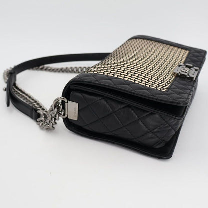 Chanel Boy Chanel Matelasse Chain Shoulder Bag Leather Lambskin Light Beige