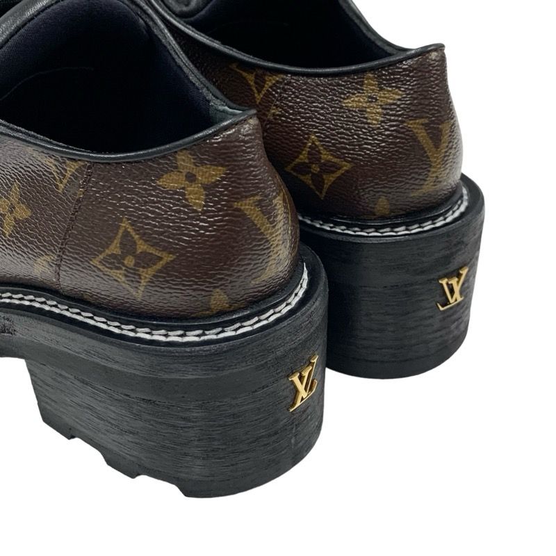 Louis Vuitton Bobur Line Monogram Loafer Leather Shoes Leather Brown Black