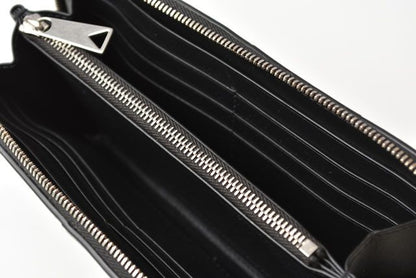 Unused Bottega Veneta Long Wallet Intrecciato Zip Up Around 649607 Calf Black