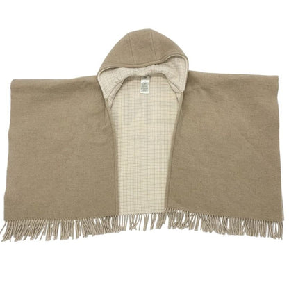 Fendi Outer Wool Beige Logo Check Reversible Hood Cape Poncho