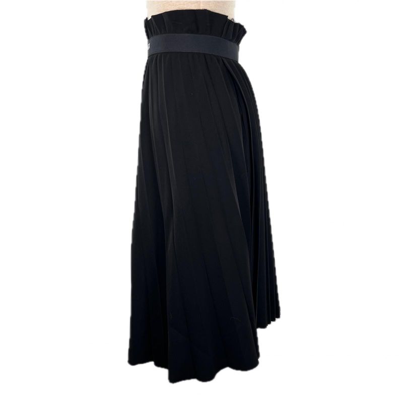 Balenciaga 529757 Asymmetrical Pleated Back Logo Skirt Black 36 Made In Italy