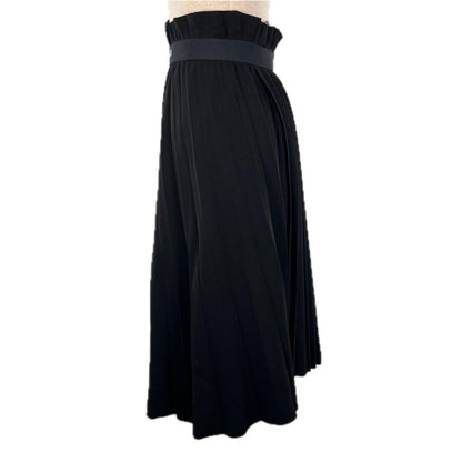 Balenciaga 529757 Asymmetrical Pleated Back Logo Skirt Black 36 Made In Italy