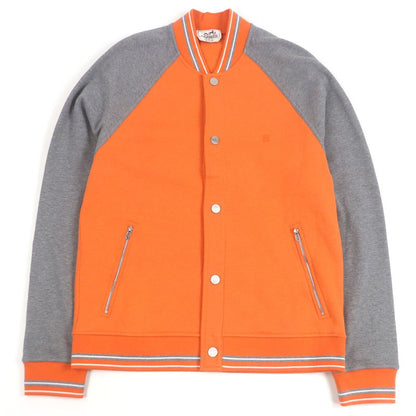 Hermes 2021 H Logo Embroidery Serie Button Blouson Jacket Stadium Jacket Orange