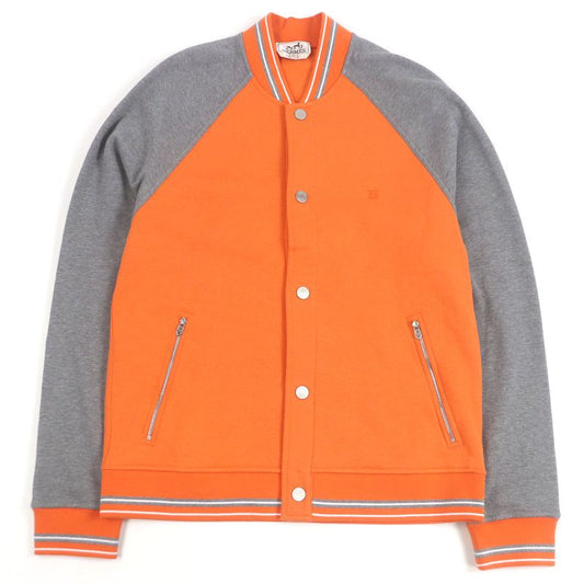 Hermes 2021 H Logo Embroidery Serie Button Blouson Jacket Stadium Jacket Orange