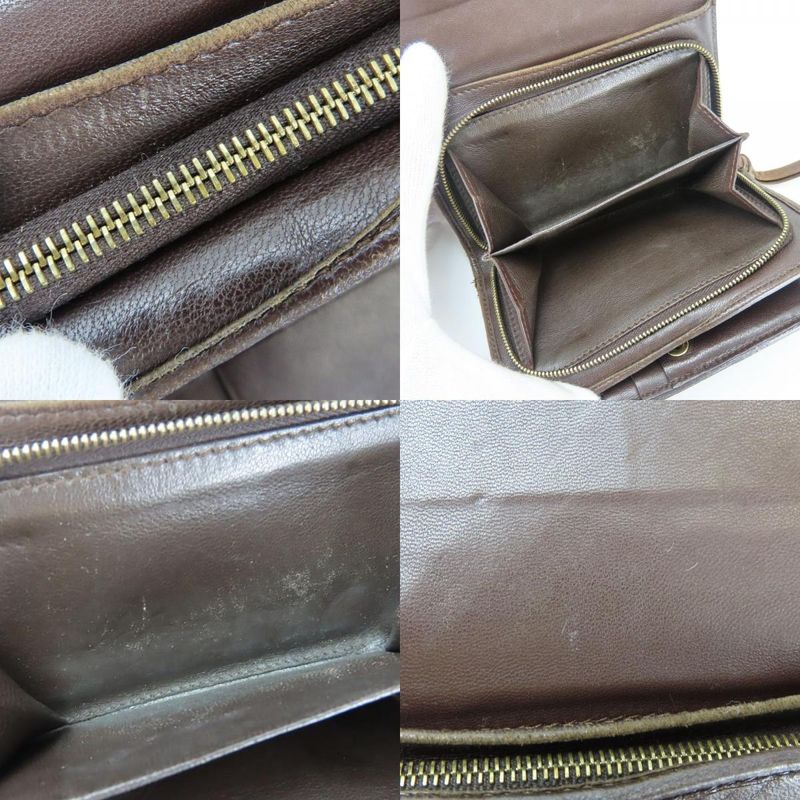 Bottega Veneta Trifold Wallet Intrecciato 113997 Lambskin Dark Brown With Coin