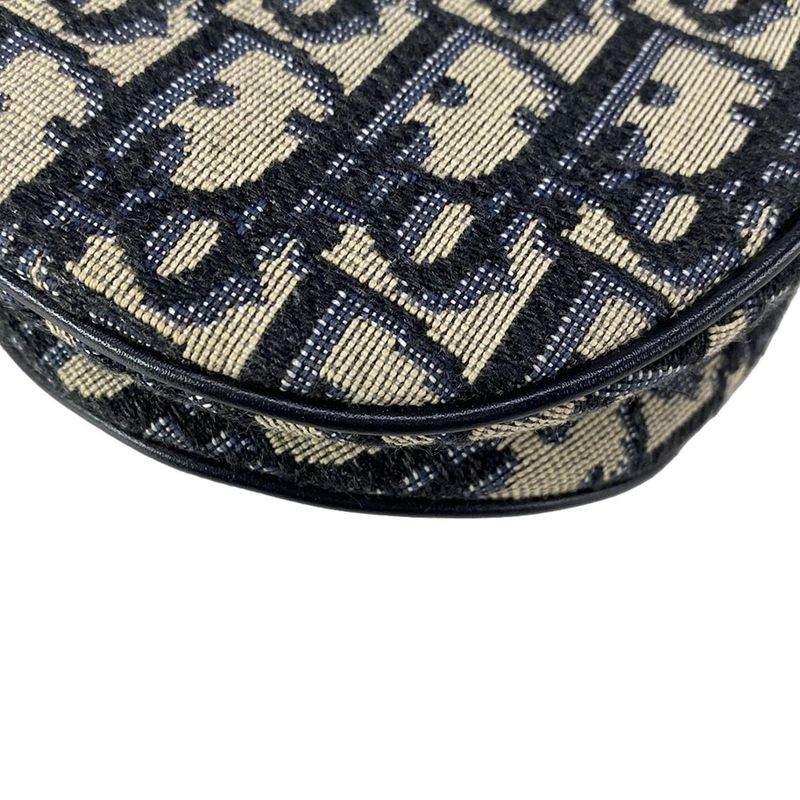 Dior/christian Dior Handbag Saddle Bagtrotter Navy And Ivory Mini Bag Leather
