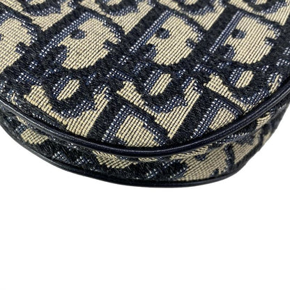 Dior/christian Dior Handbag Saddle Bagtrotter Navy And Ivory Mini Bag Leather