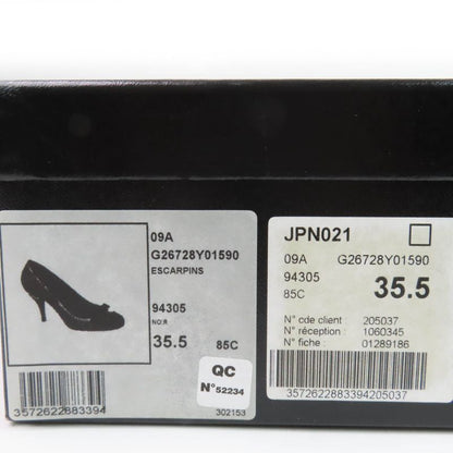 CHANEL 09A G26728y01590 Coco Mark Ribbon Satin Switch Leather Pumps Black 35.5