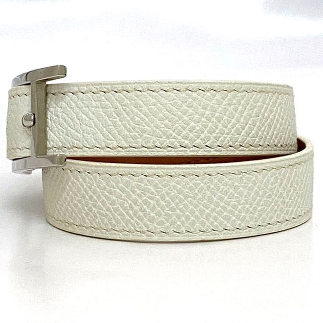 Hermes Bracelet Be Api White Excellent Condition Bracelet Leather Togo Preowned