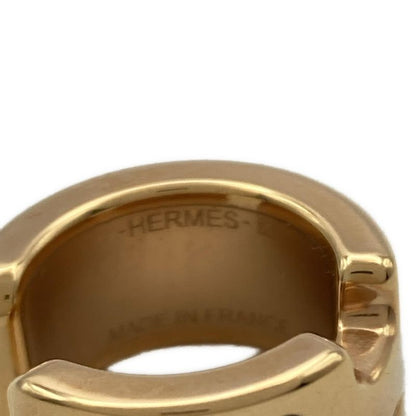 Hermes Earring Olympe Leather Black And Gold Ear Cuff (one Side) / 2504