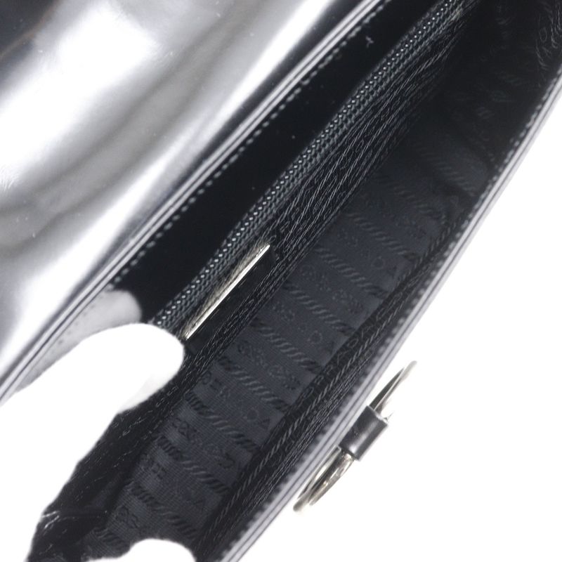 Prada One Shoulder Patent Leather Black Women's Shoulder Bag