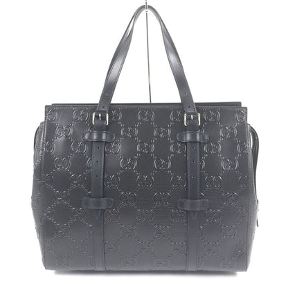 Gucci 625774 Leather GG Embossed Tote Bag Briefcase Business Bag Black Storage