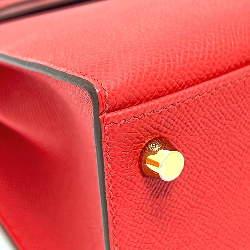 Hermes Handbag Kelly 25 Outer Stitch Vaux Epson Rouge Radieux Gold Hardware Red