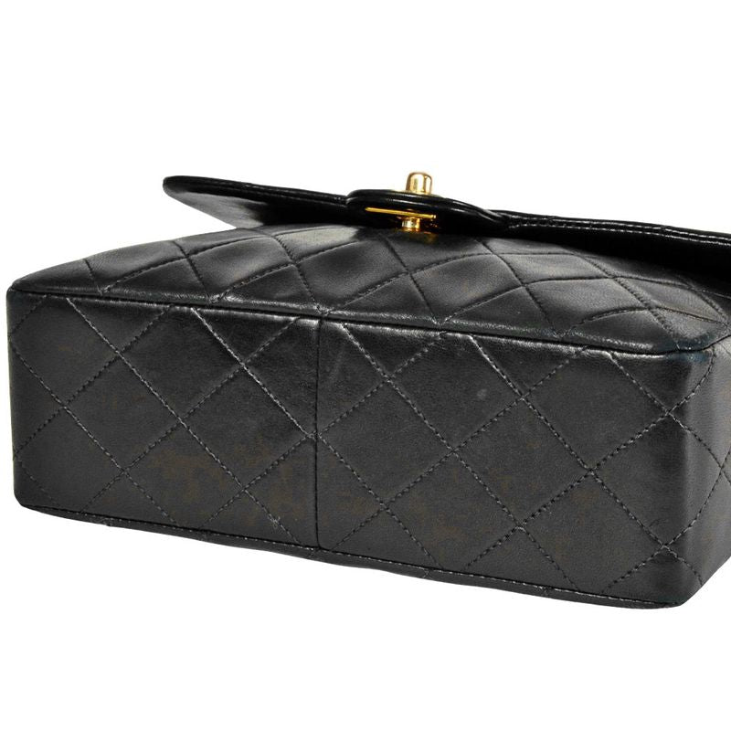 Chanel Mini Matelasse 20 Single Flap Chain Shoulder Bag Lambskin A01163 Black