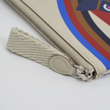 Hermes Carre Pocket Pouch Beton Swift Y Engraved Horse Beige Leather