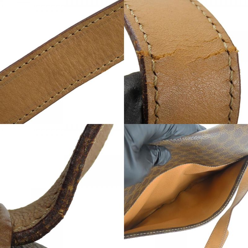 Celine Shoulder Bag Macadam Leather PVC Brown Gold Hardware Shoulder Crossbody