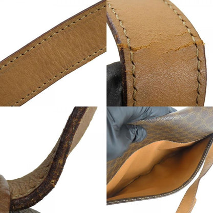 Celine Shoulder Bag Macadam Leather PVC Brown Gold Hardware Shoulder Crossbody