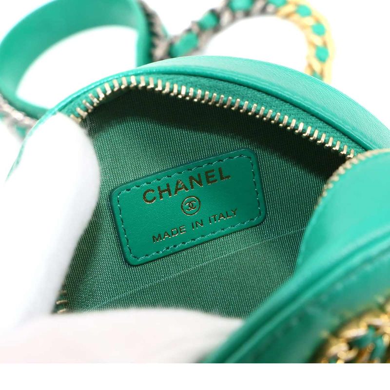 Chanel 19 Round Clutch Chain Shoulder Bag Lambskin Green Ap0945 Chanel 19 Bag