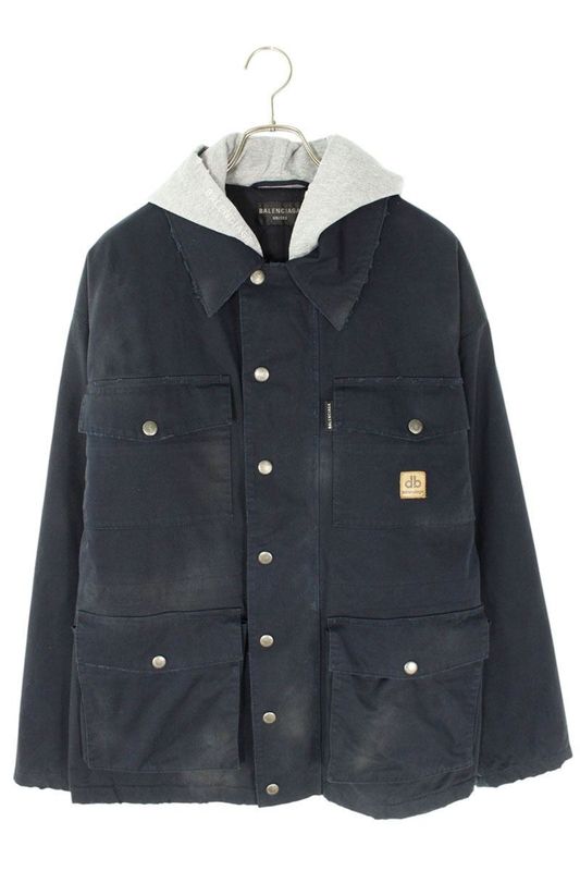 Balenciaga 23AW 751713 Top08 Doubleb Workwear Hoodie Blouson Men 1