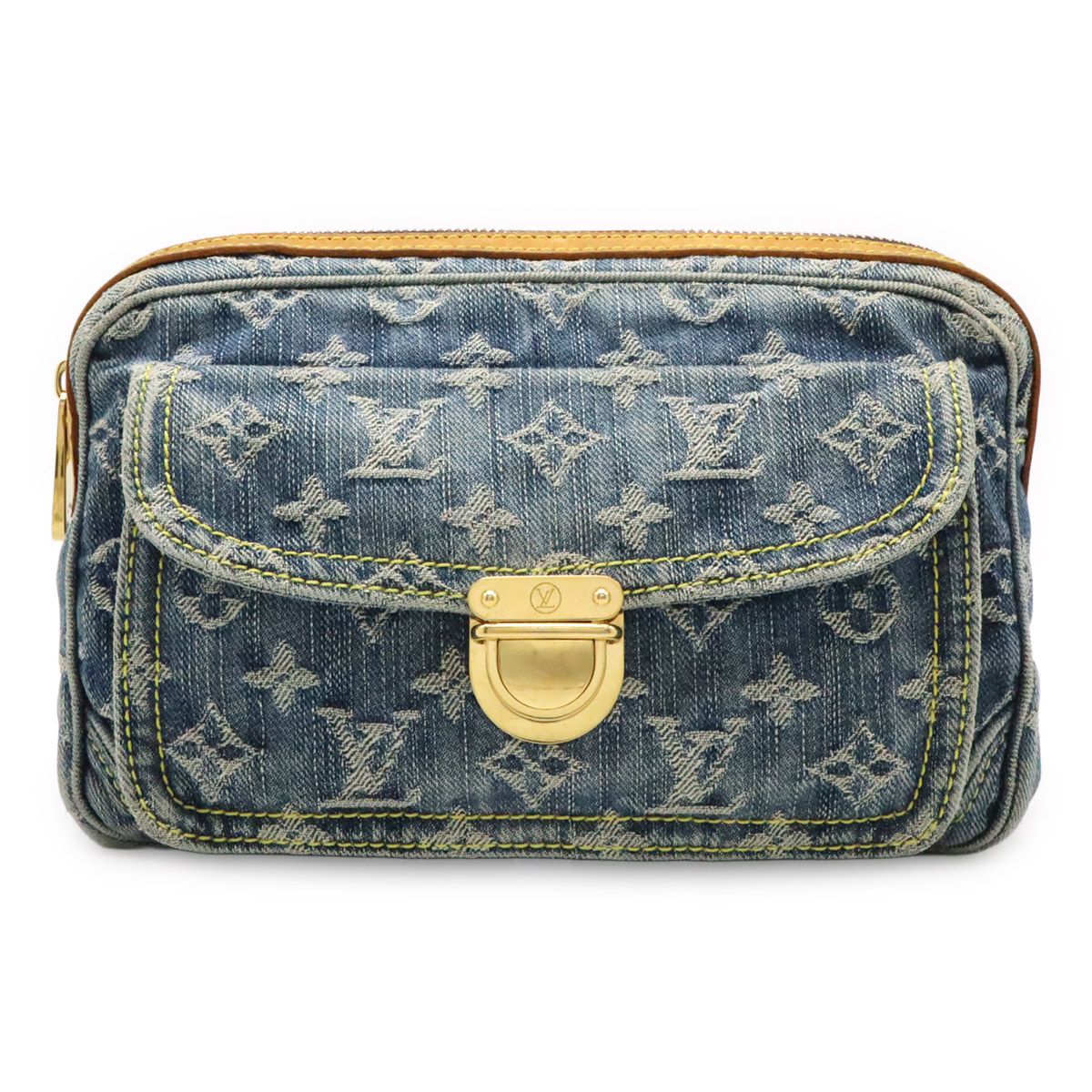 Louis Vuitton Monogram Denim Bum Bag Waist Bag Body Bag Shoulder Bag Blue Blue