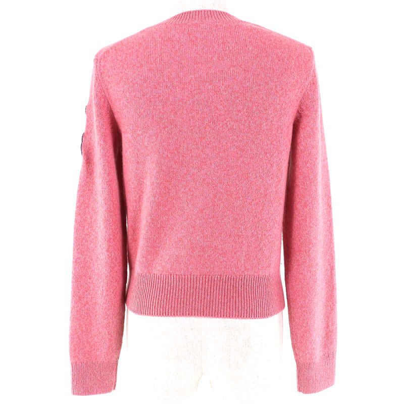 CHANEL P77562 98% Cashmere Coco Mark Guitar Patch Crewneck Long Sleeve Knit