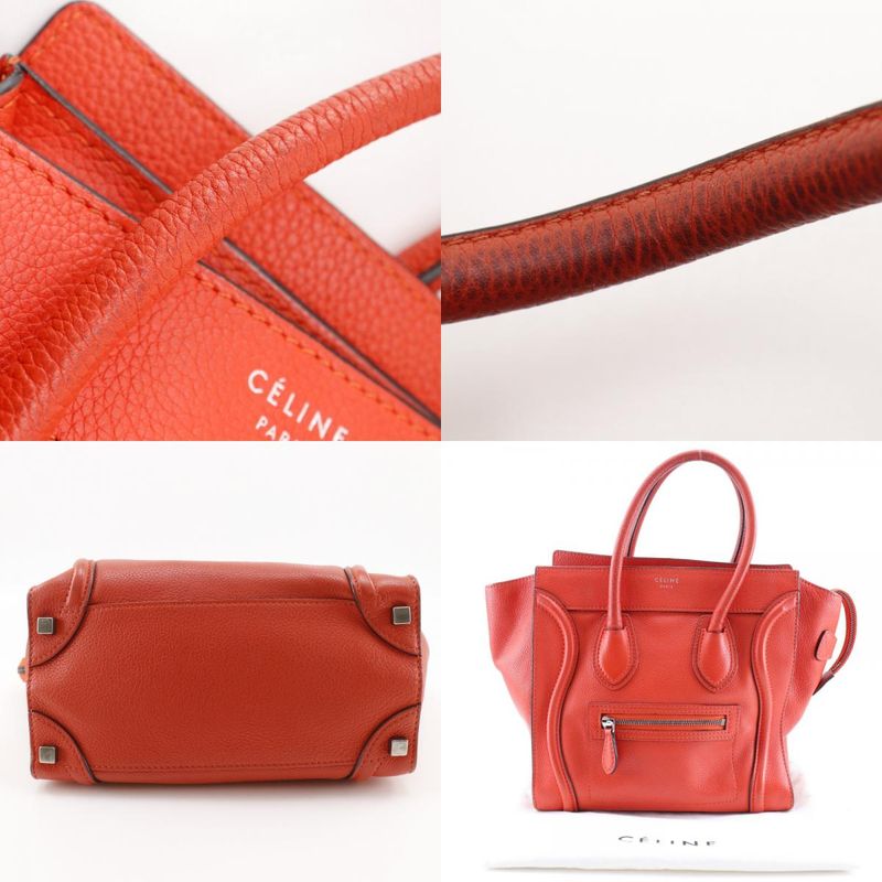 Celine Luggage Micro Shopper Leather Red Ladies Handbag