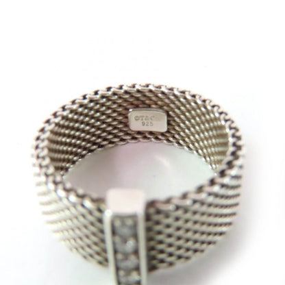 Tiffany & Co Somerset 4P 925 Diamond Ring Silver 8 With Box And Storage Bag