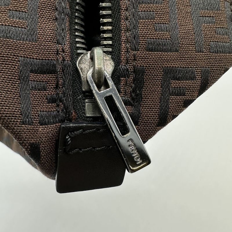 Fendi 2454 8n0000 Handbag Mini Bag Zucchino Canvas Leather Brown Women Men