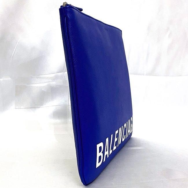 Balenciaga Clutch Bag Blue 579550 Excellent Condition Zipper Logo