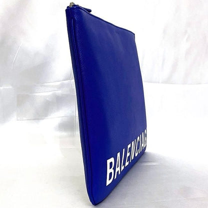 Balenciaga Clutch Bag Blue 579550 Excellent Condition Zipper Logo