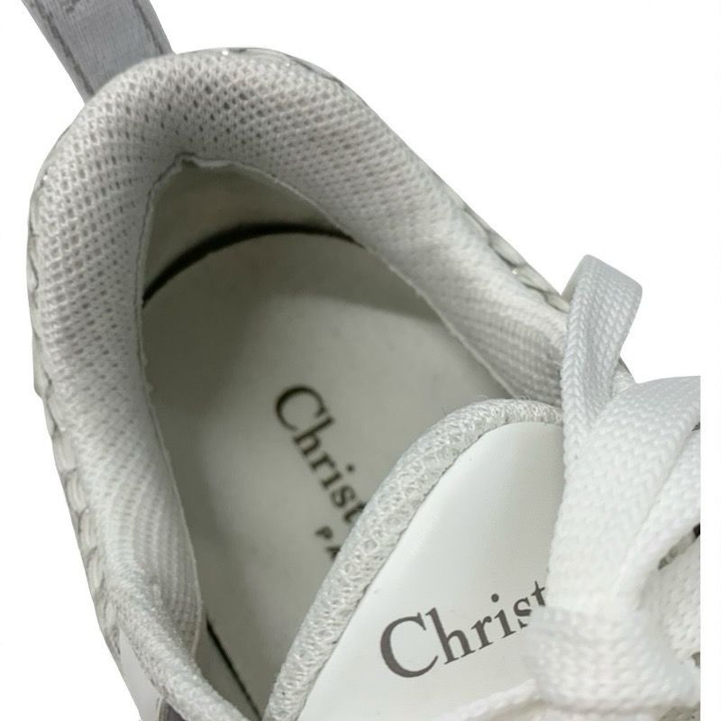 Christian DIOR Vibe Sneakers Shoes Leather Rubber Fabric White Gray Logo