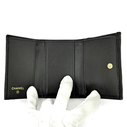 Chanel Small Flap Wallet Black Gold Hardware Shiny Cuffskin