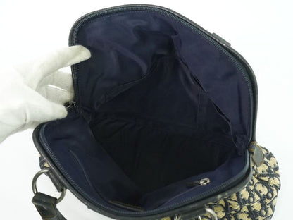 Authentic Christian DIOR Trotter Handbag Canvas Navy Trotter Bag Pre-owned